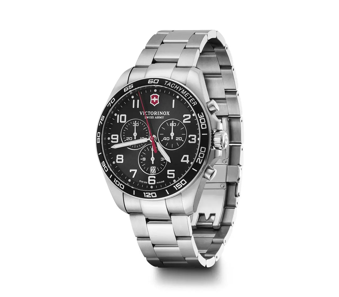 Victorinox Swiss Army 241899 FieldForce Classic Chrono Stainless Steel Bracelet Black Dial Men's Watch - mzwatcheslk srilanka
