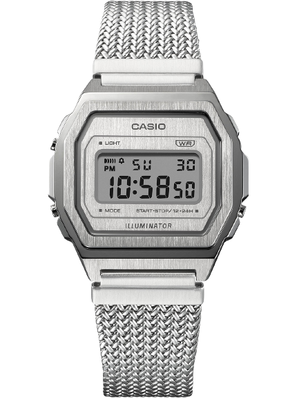 Casio Vintage A1000MA-7EF Vintage A1000 Series 39.6mm Digital Dial Stainless Steel Mesh Men's & Women's Watch