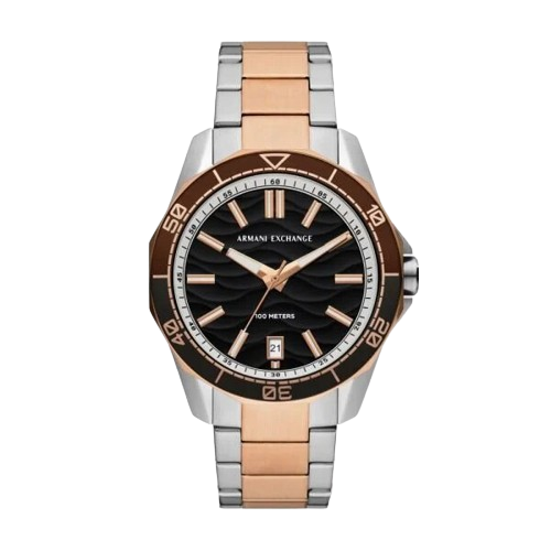 Armani Exchange AX1962 44mm Black Dial Two Tone Stainless Steel Bracelet Men's Watch