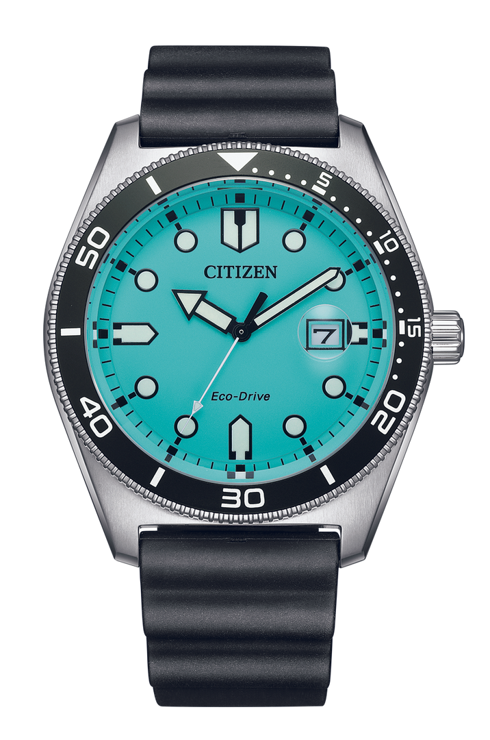 Citizen AW1760-14X Eco Drive Rubber Strap Turquoise Dial Men’s Watch