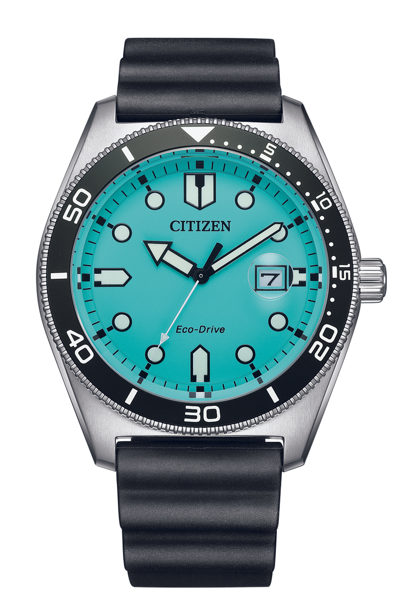 Citizen AW1760-14X Eco Drive Rubber Strap Turquoise Dial Men's