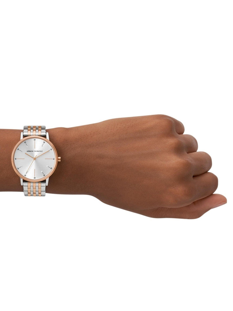 Armani Exchange AX5580 Silver Crystal Set Dial Two Tone Stainless Steel Bracelet Women's Watch