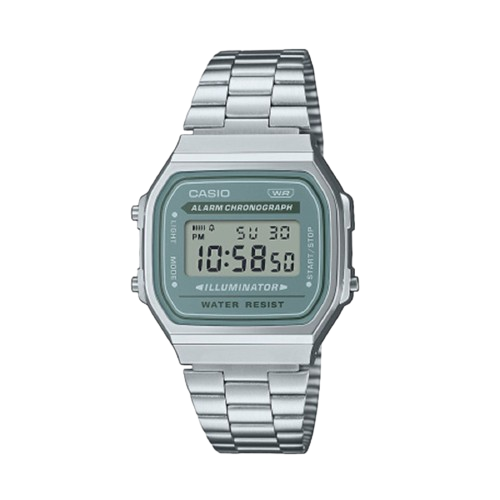 Casio A168WA-3AYES Vintage Digital Illuminator 36mm Blue Digital Dial Stainless Steel Men & Women Watches