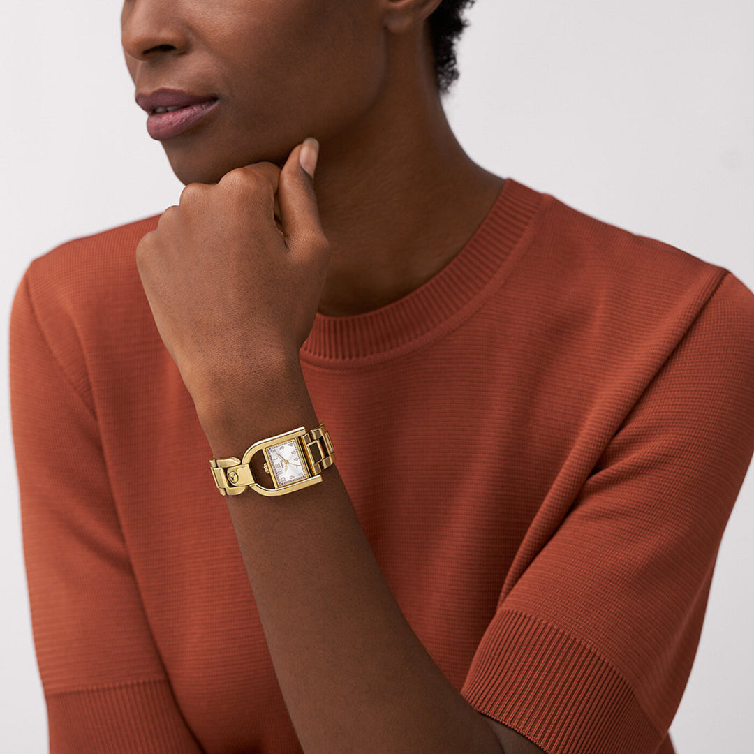 Fossil ES5327 Harwell 28mm Silver Dial Gold Tone Stainless Steel Bracelet Women's Watch