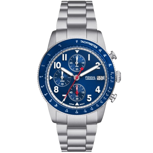 Fossil FS6047 Sport Tourer Blue Chronograph Dial Stainless Steel Bracelet Men's Watch