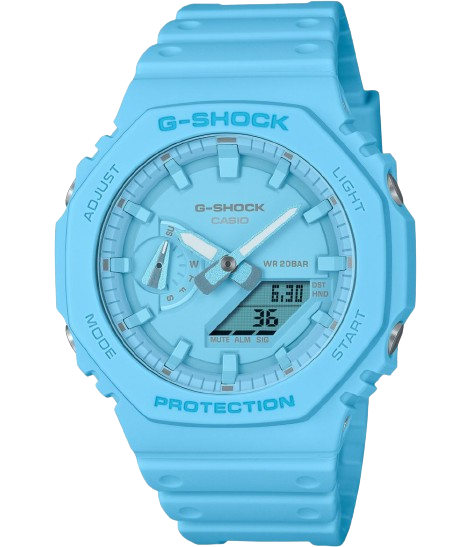 Casio GA-2100-2A2ER G Shock One Tone 2100 Series Ultra Blue Dual Display Men's Watch
