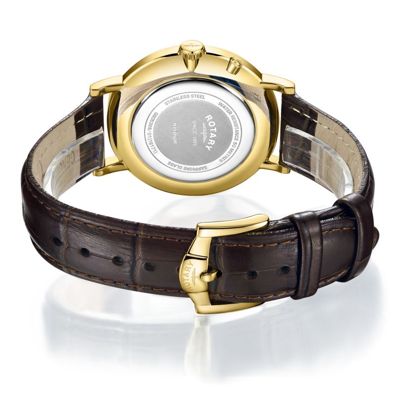 Rotary GS05328/01 Windsor Moonphase Leather Strap Men's Watch