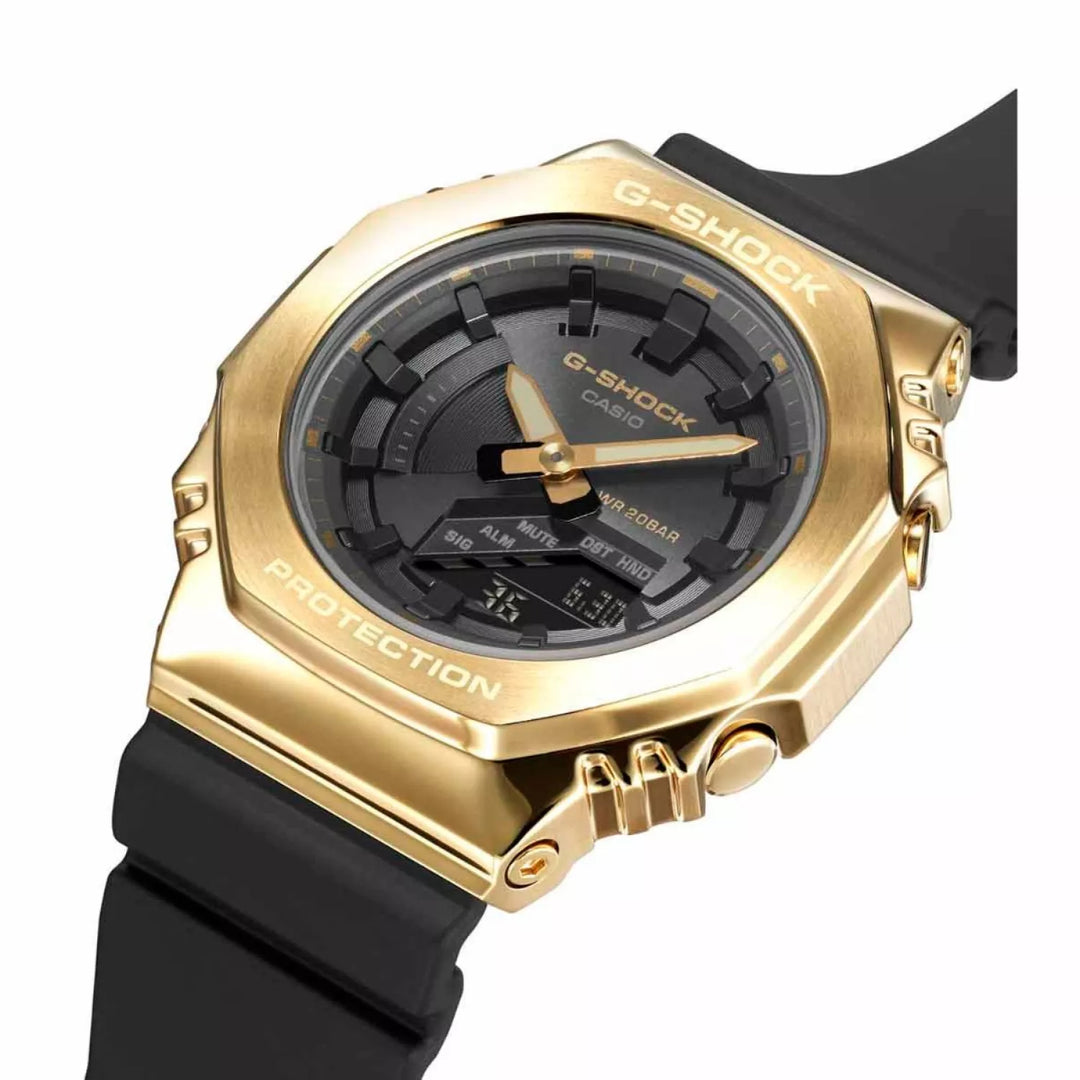 Casio GM-S2100GB-1AER G-Shock Gold Toned Case Black Strap 2100 Series Men & Women Watches