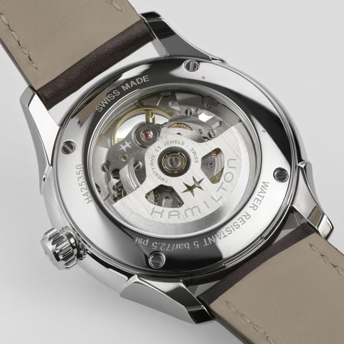 Hamilton H42535541 Jazzmaster Skeleton Automatic 40mm Blue Dial Brown Leather Men's Watch