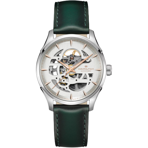 Hamilton H42535810 Jazzmaster Skeleton Automatic 40mm White Dial Green Leather Men's Watch