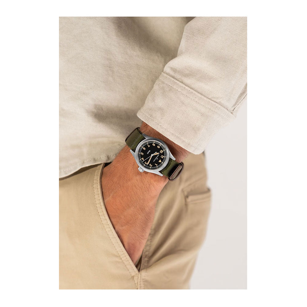 Hamilton H69401930 Khaki Field Quartz 38mm Black Dial Green Textile Strap Men & Women Watches