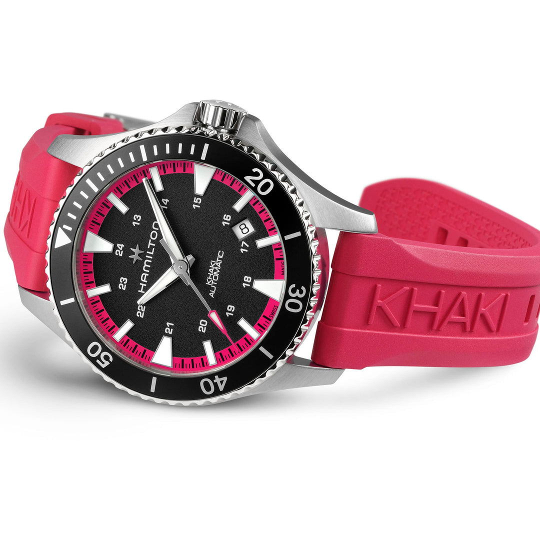 Hamilton H82395330 Khaki Navy Scuba Automatic 40mm Black Dial Hot Pink Rubber Strap Men & Women Watches