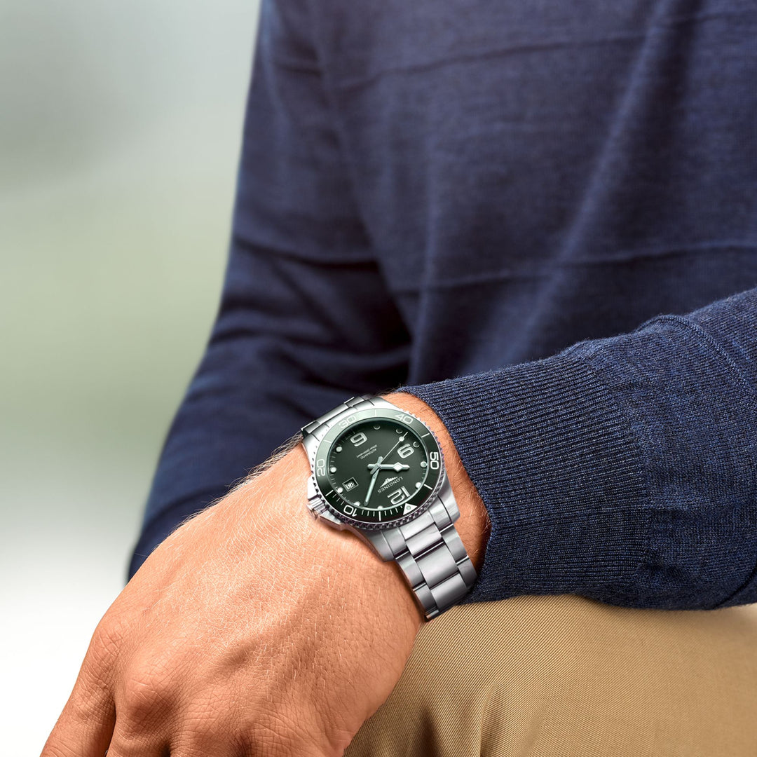 LONGINES L37814066 Hydroconquest 41mm Automatic Green Dial Stainless Steel Men's Watch - mzwatcheslk srilanka