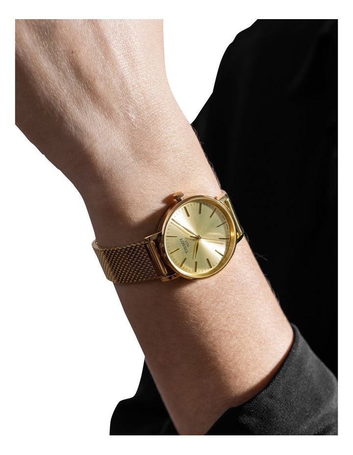 Tissot Everytime Lady | Gold Dial | Gold Steel Mesh Bracelet T1432103302100 Women’s Watch