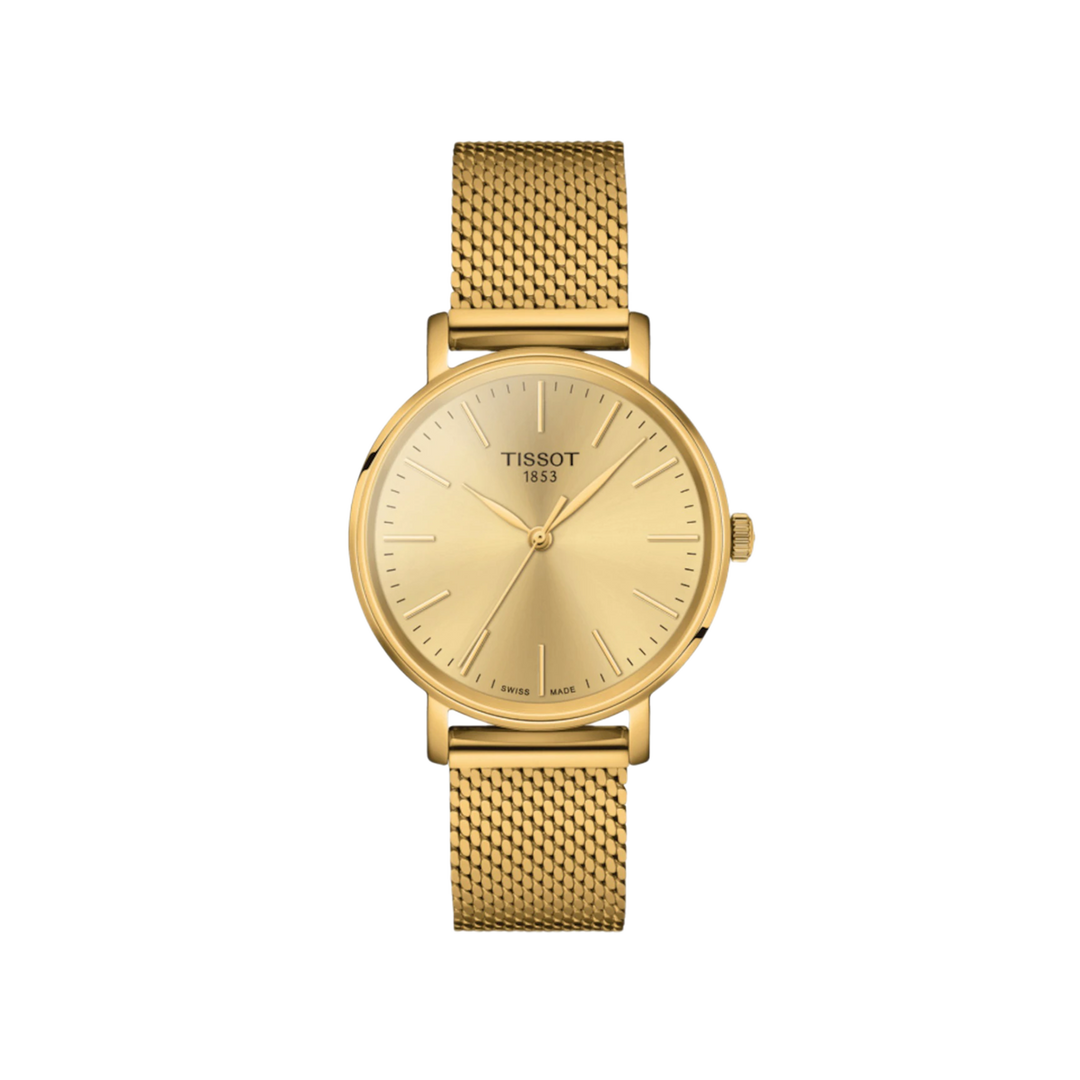 Tissot Everytime Lady | Gold Dial | Gold Steel Mesh Bracelet T1432103302100 Women’s Watch