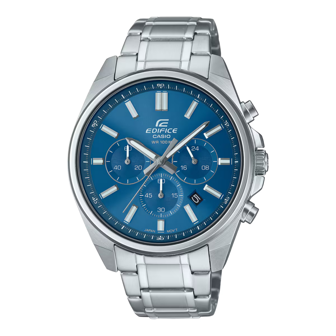 Casio EFV-650D-2A Edifice Blue Dial Chronograph Stainless Steel Mens Watch