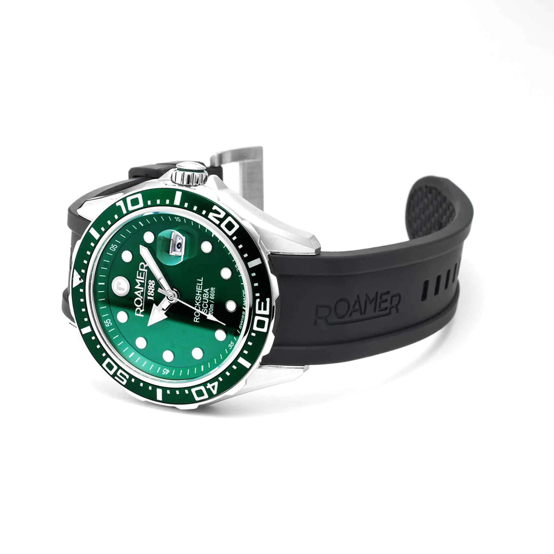 Roamer Rockshell MKIII 867833 41 75 02 Scuba Green Dial / Black Silicone Strap Men's Watch