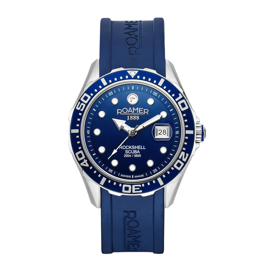 Roamer Rockshell MKIII 867833 41 45 02 Scuba Blue Dial / Blue Silicone Strap Men's Watch