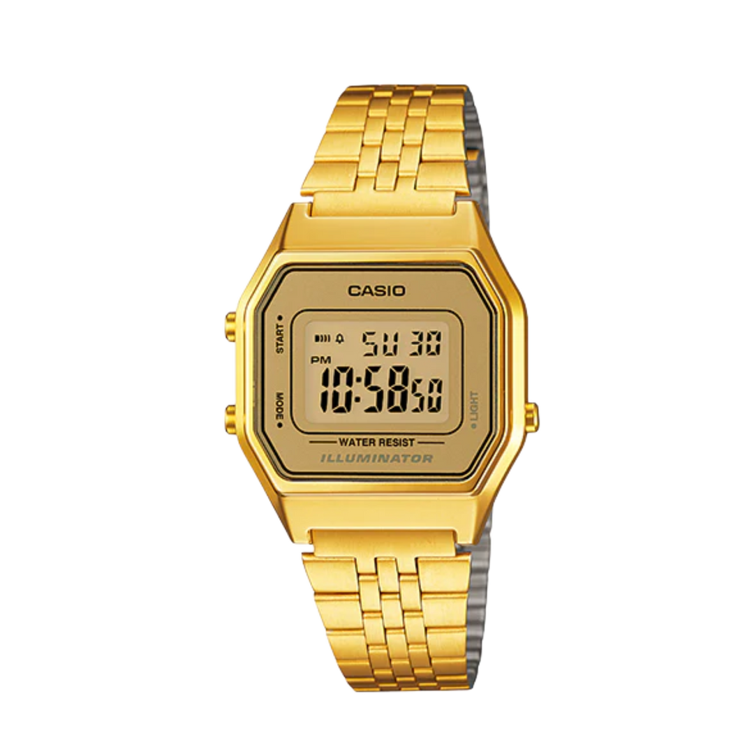 Casio Vintage Illuminator (28.6mm) Digital Dial / Stainless Steel LA680WGA-9 Women's Gold Watch