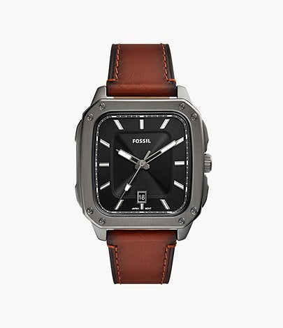Fossil Inscription | Black Dial | Brown Leather Strap FS5934 Men’s Watch
