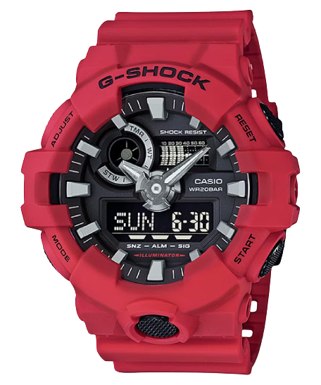 Casio GA-700-4ADR-P G Shock Digital Analogue Red Resin Strap Men's & Women's Watch