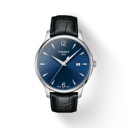 Tissot T0636101604700 Tradition Black Leather Strap Blue Dial Men's Watch - mzwatcheslk srilanka