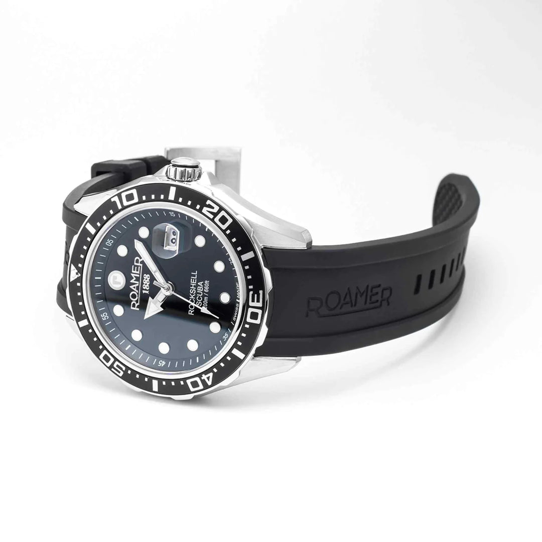 Roamer Rockshell MKIII 867833 41 85 02 Scuba Black Dial / Black Silicone Strap Men's Watch