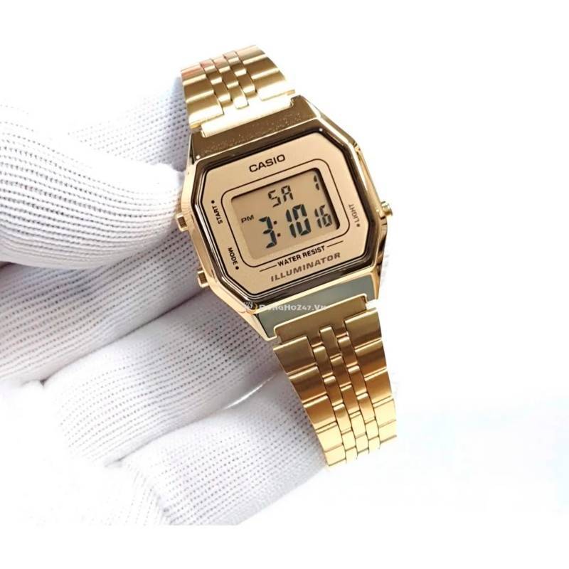 Casio Vintage Illuminator (28.6mm) Digital Dial / Stainless Steel LA680WGA-9 Women's Gold Watch