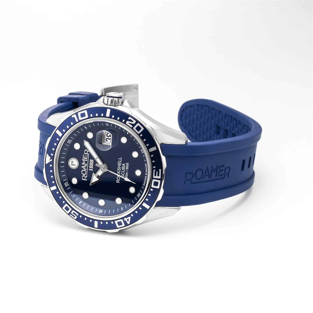 Roamer Rockshell MKIII 867833 41 45 02 Scuba Blue Dial / Blue Silicone Strap Men's Watch