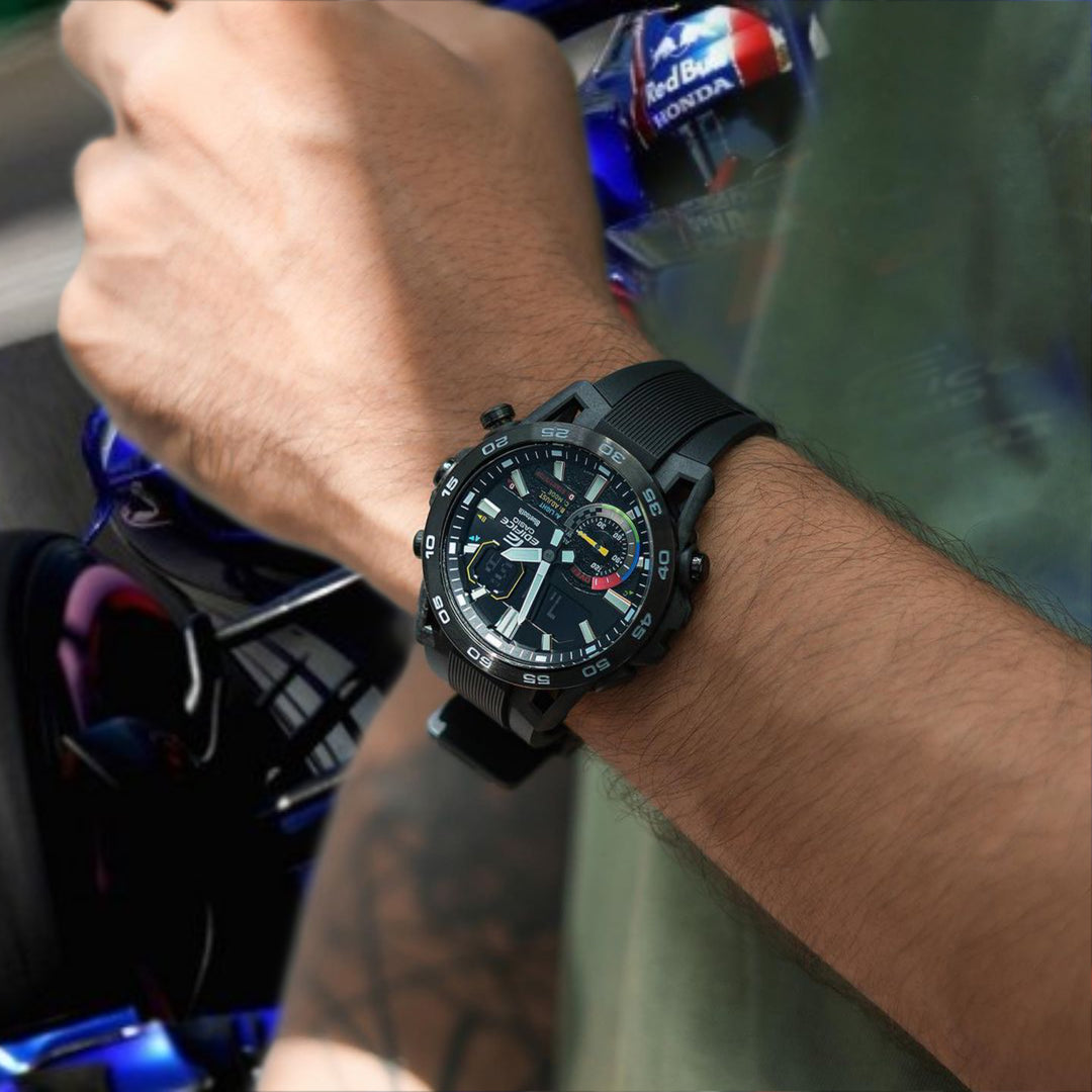 Casio ECB-40MP-1AEF Edifice Sospensione Chronograph Racing Black Resin Silicone band Men's Watch