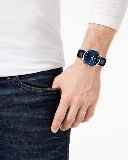 Tissot T0636101604700 Tradition Black Leather Strap Blue Dial Men's Watch - mzwatcheslk srilanka