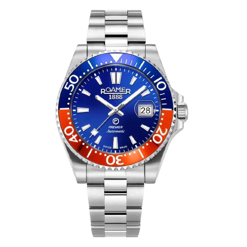 Roamer 986983 41 45 20 Premier Automatic 42mm Blue Dial Stainless Steel Bracelet Men's Watch