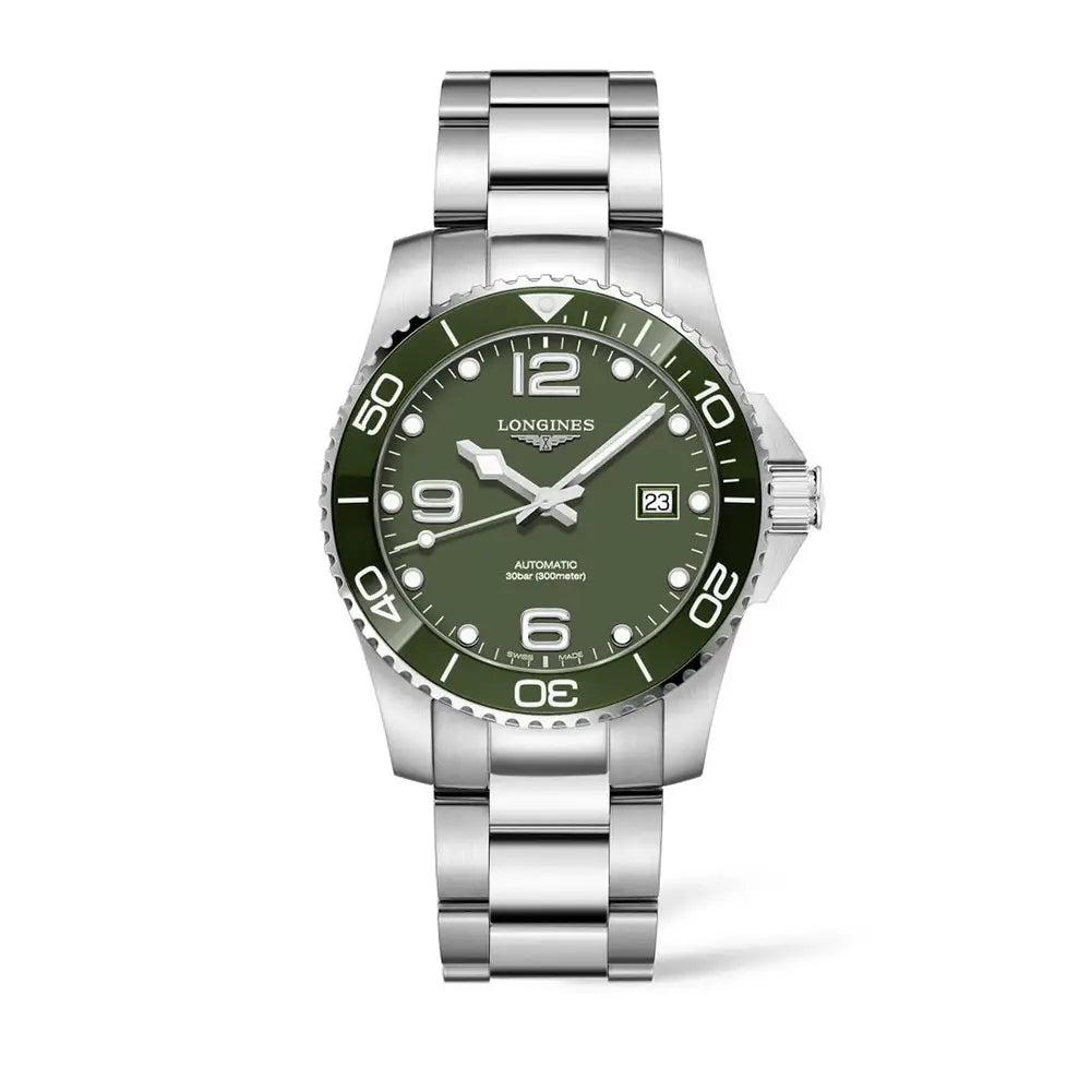 LONGINES L37814066 Hydroconquest 41mm Automatic Green Dial Stainless Steel Men's Watch - mzwatcheslk srilanka