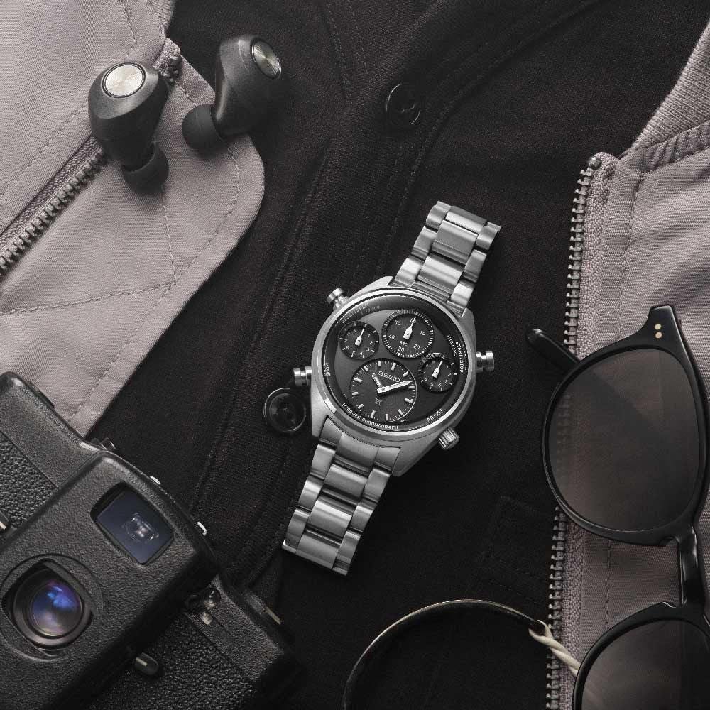 Seiko SFJ003P1 Prospex Black On Black One Hundredth Of A Second Speedtimer Chronograph Men's Watch