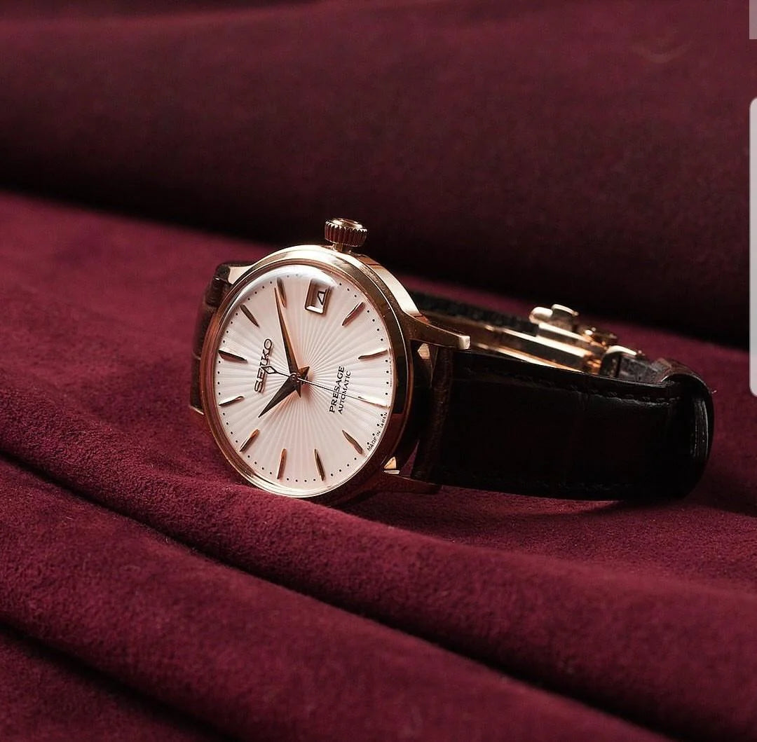 Seiko SRP852J1 Presage Automatic Watch Rose Gold Brown Leather Strap Women's Watch