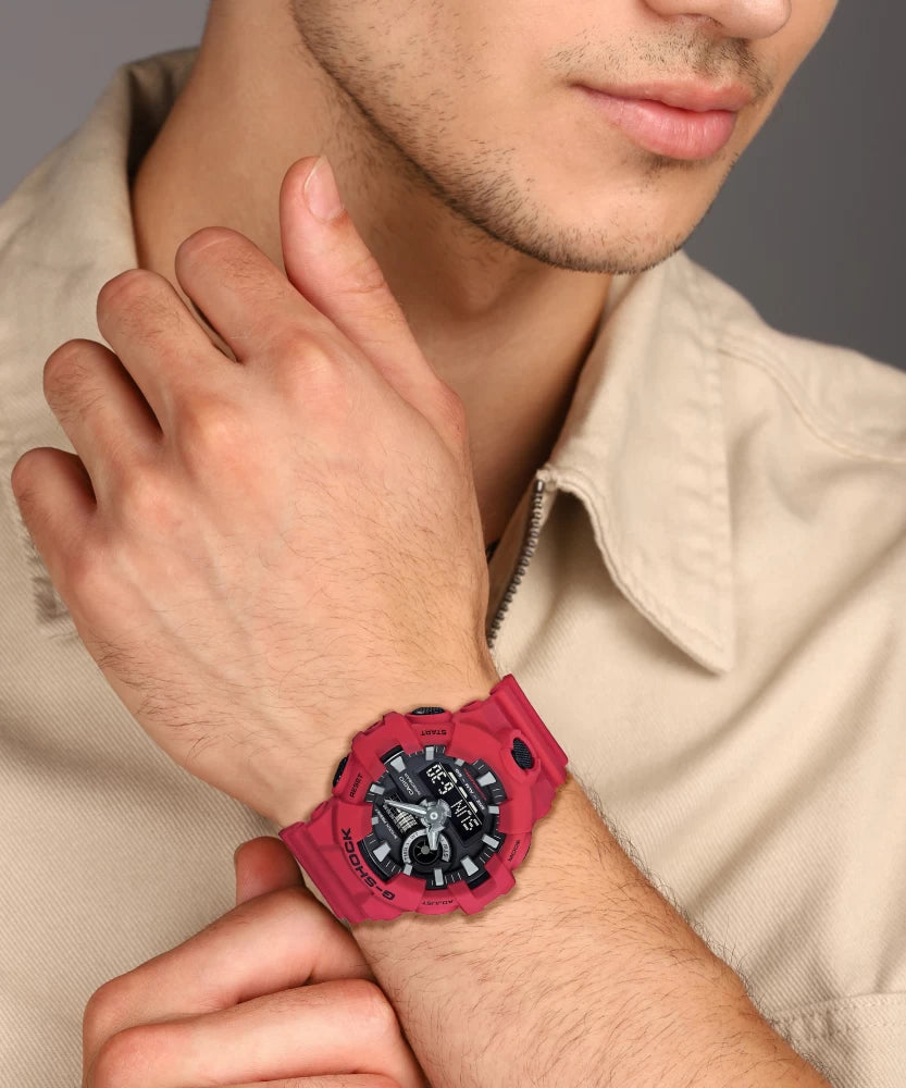 Casio GA-700-4ADR-P G Shock Digital Analogue Red Resin Strap Men's & Women's Watch