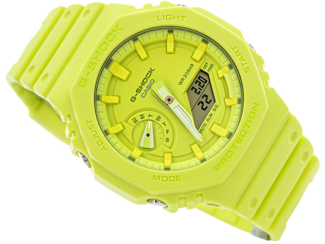 Casio GA-2100-9A9ER G Shock One Tone 2100 Series Volt Yellow Dual Display Men's Watch