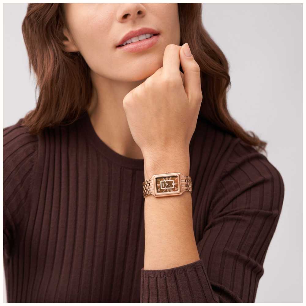 Fossil ES5323 Raquel 26mm Brown Mother of Pearl Dial Rose Gold Tone Stainless Steel Bracelet Women's Watch