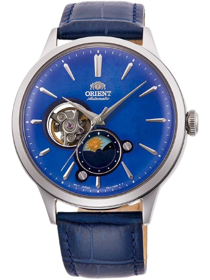 Orient RA-AS0103A10B Moonphase 42mm Automatic Leather Strap Men's Watch