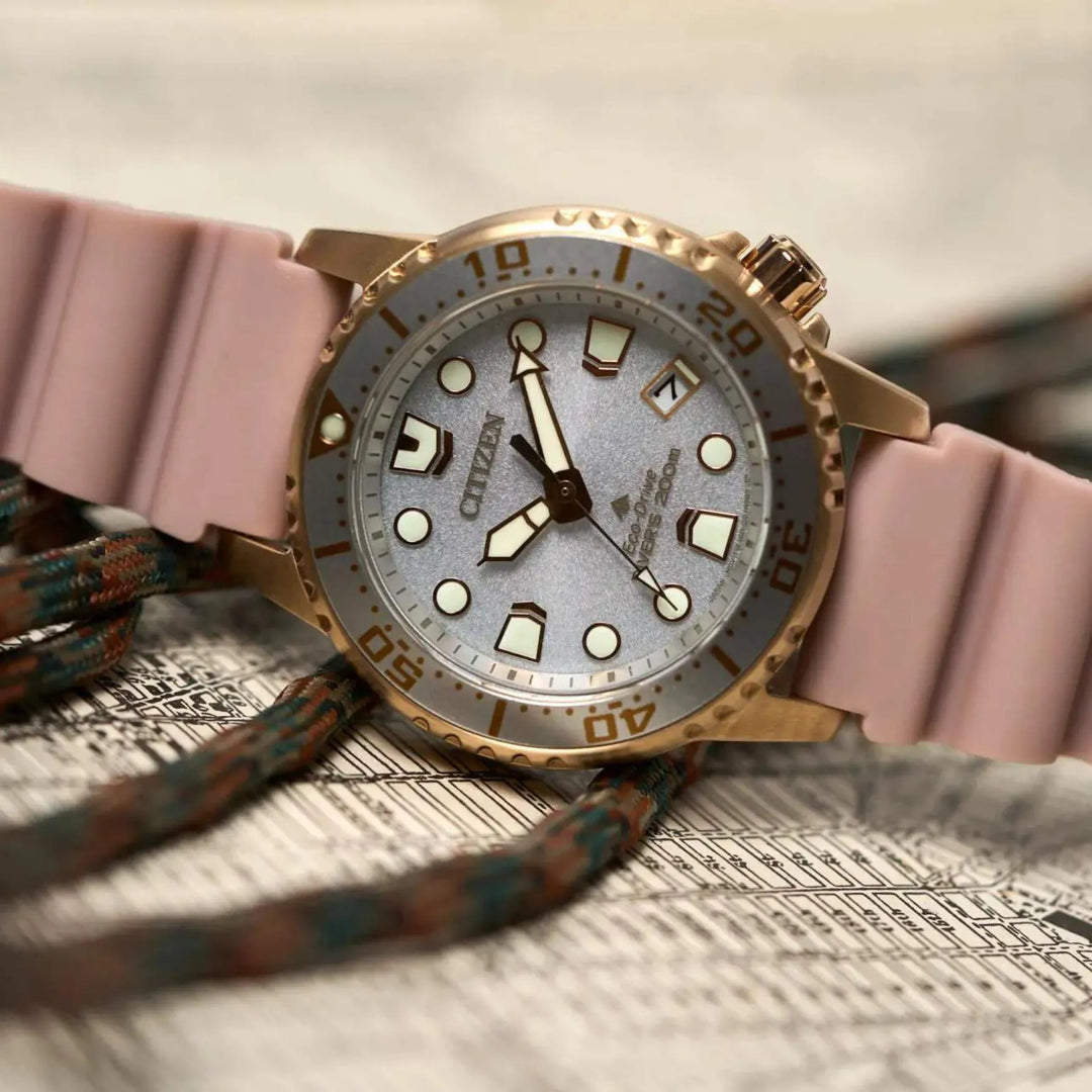 Citizen EO2023-00A Promaster Diver Eco Drive 36.5mm Grey Dial Pink Polyurethane Strap Women’s Watch