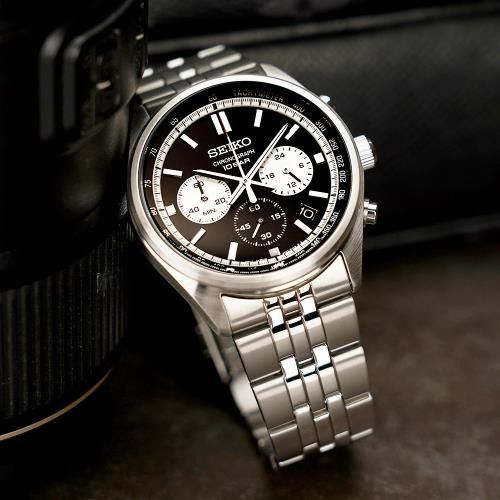 Seiko SSB429P1 Chronograph 41.5mm Black Dial Stainless Steel Men's Watch