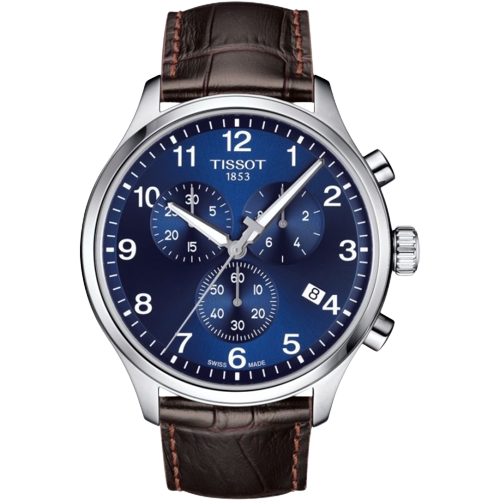 Tissot T1166171604700 Chrono XL Chronograph Blue Dial Brown Leather Strap Men's Watch