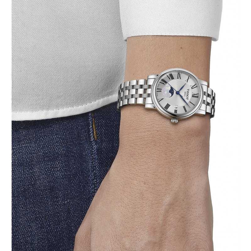 Tissot T1222231103300 Carson Moon Phase Silver Dial Stainless Steel Women's Watch