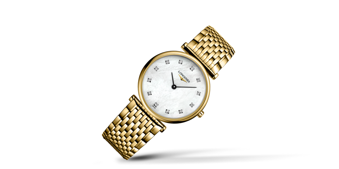 LONGINES L45122878 La Grande Classique de Longines Diamond 29mm White Mother of Pearl Dial Gold PVD Stainless Steel Women's Watch