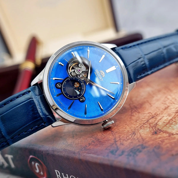 Orient RA-AS0103A10B Moonphase 42mm Automatic Leather Strap Men's Watch