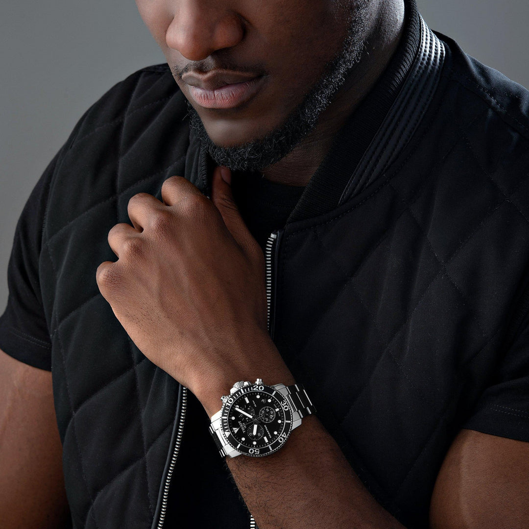 Tissot T1204171105100 Seastar 1000 Quartz Chronograph Black/Stainless Steel Men's Watch - mzwatcheslk srilanka