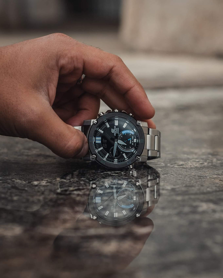 Casio Edifice ECB-20DB-1AEF Stainless Steel Bracelet Black/Blue Dial Mens Watch - mzwatcheslk srilanka