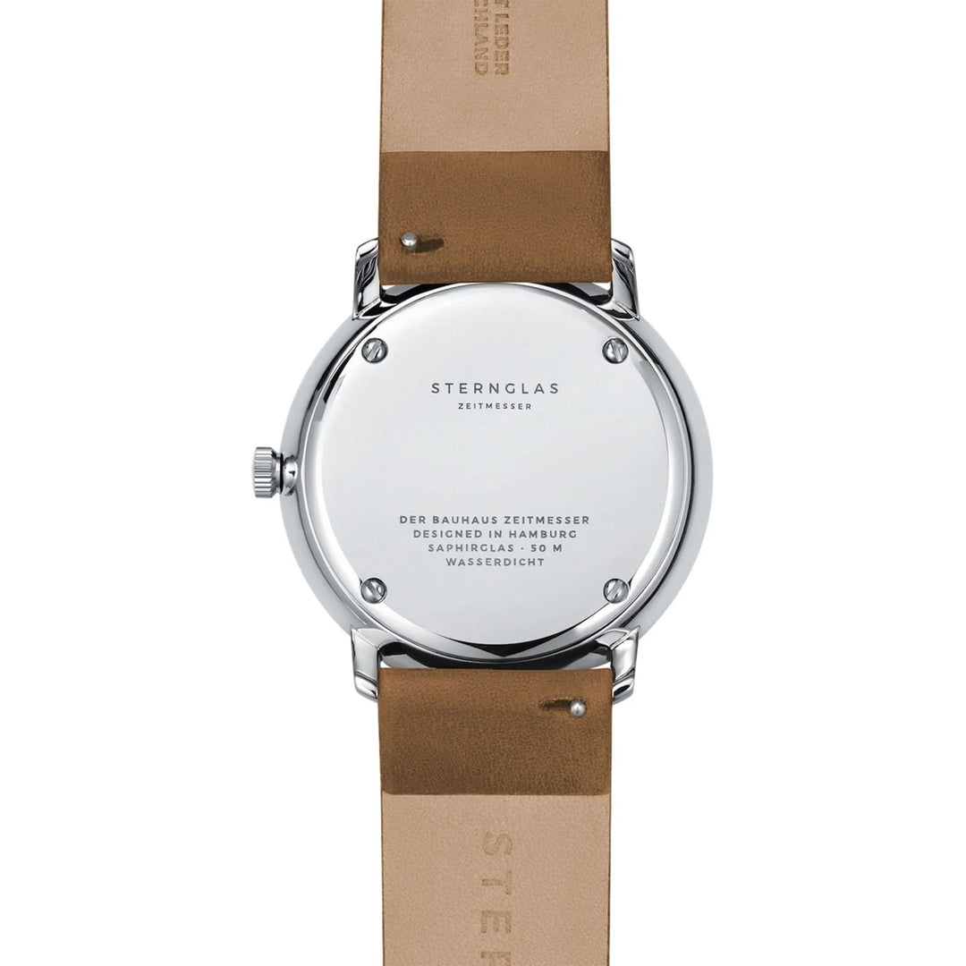 STERNGLAS S01-NA01-PR01 Naos White Dial Tan Leather Strap Men's Watch - mzwatcheslk srilanka