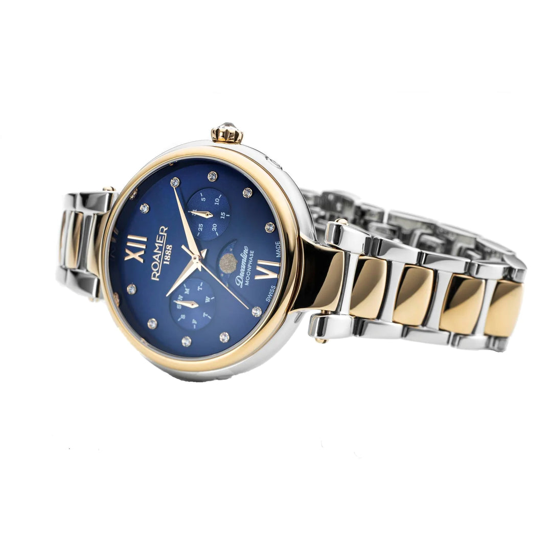 Roamer  858801 48 49 50 Dreamline Moonphase Blue MOP Dial Two Tone Steel Bracelet Women's Watch - mzwatcheslk srilanka