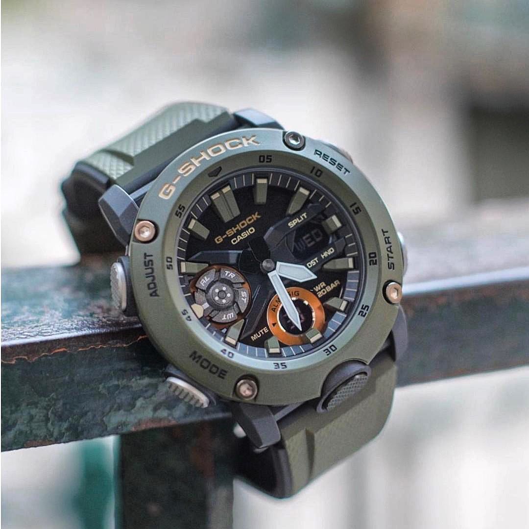 Casio G-Shock GA-2000-3AER Carbon Core Guard Green Rubber Strap Men's Watch - mzwatcheslk srilanka